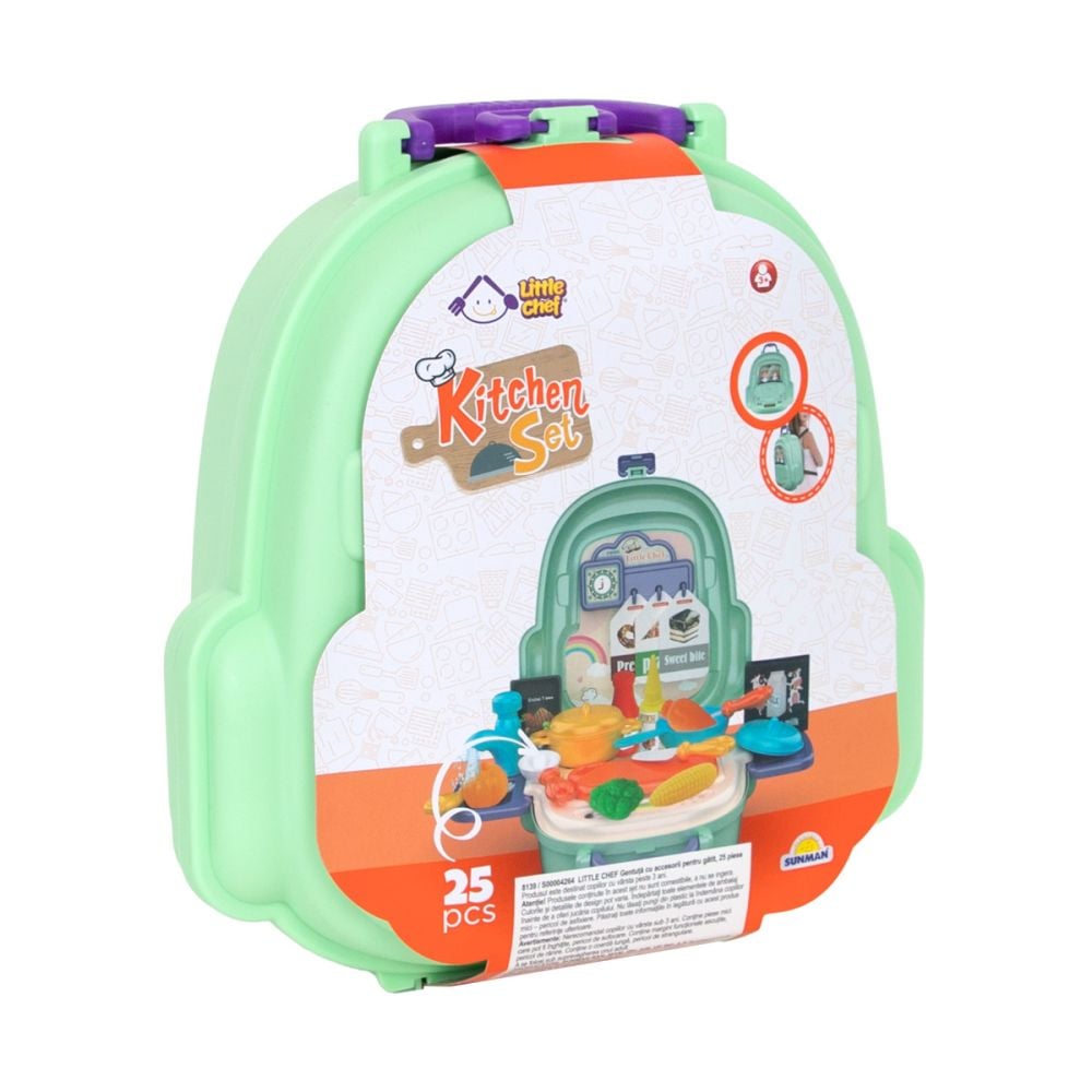 Set de joaca in gentuta, Little Chef, Kitchen Set, 25 piese
