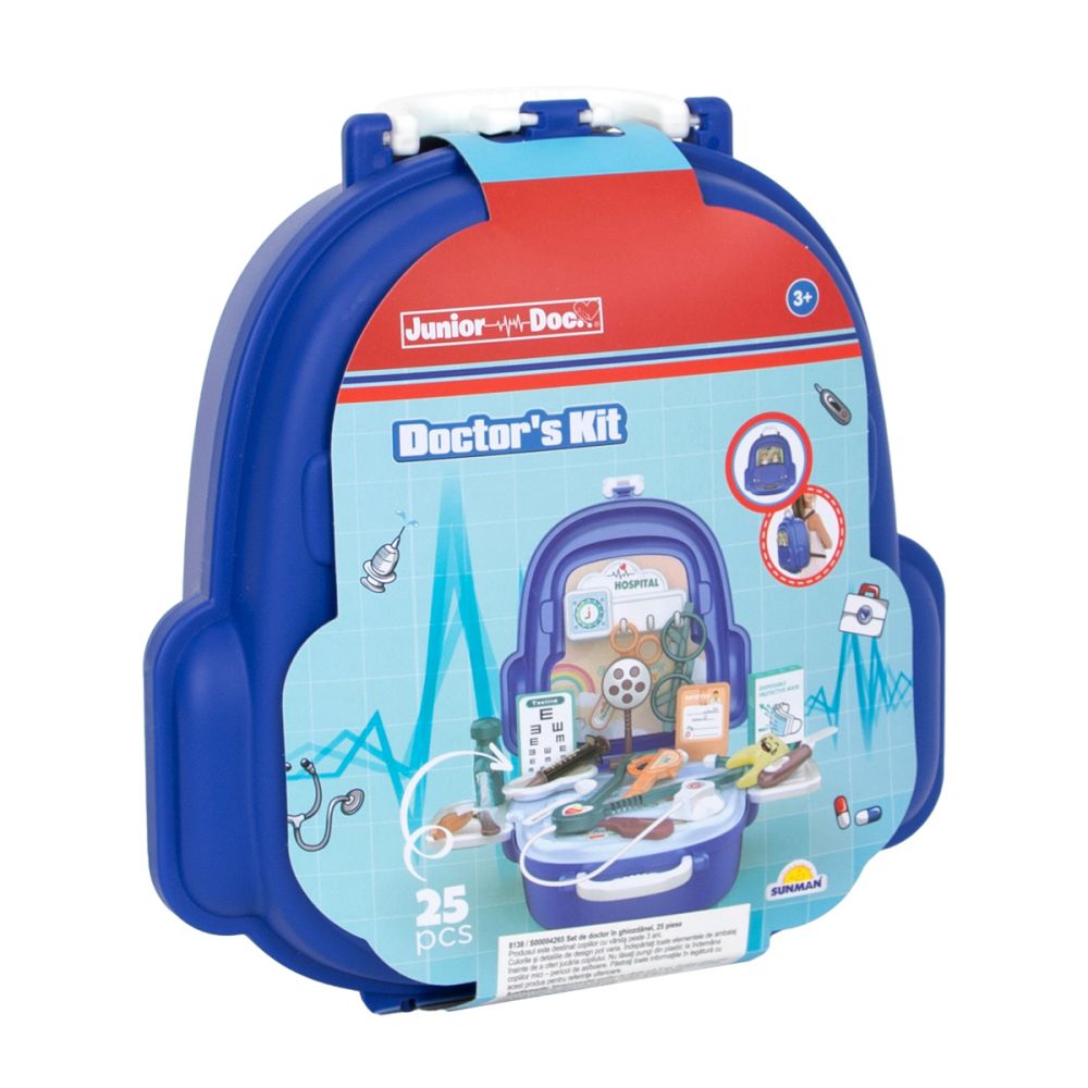 Set de joaca in gentuta, Junior Doc, Doctor Kit, 25 piese