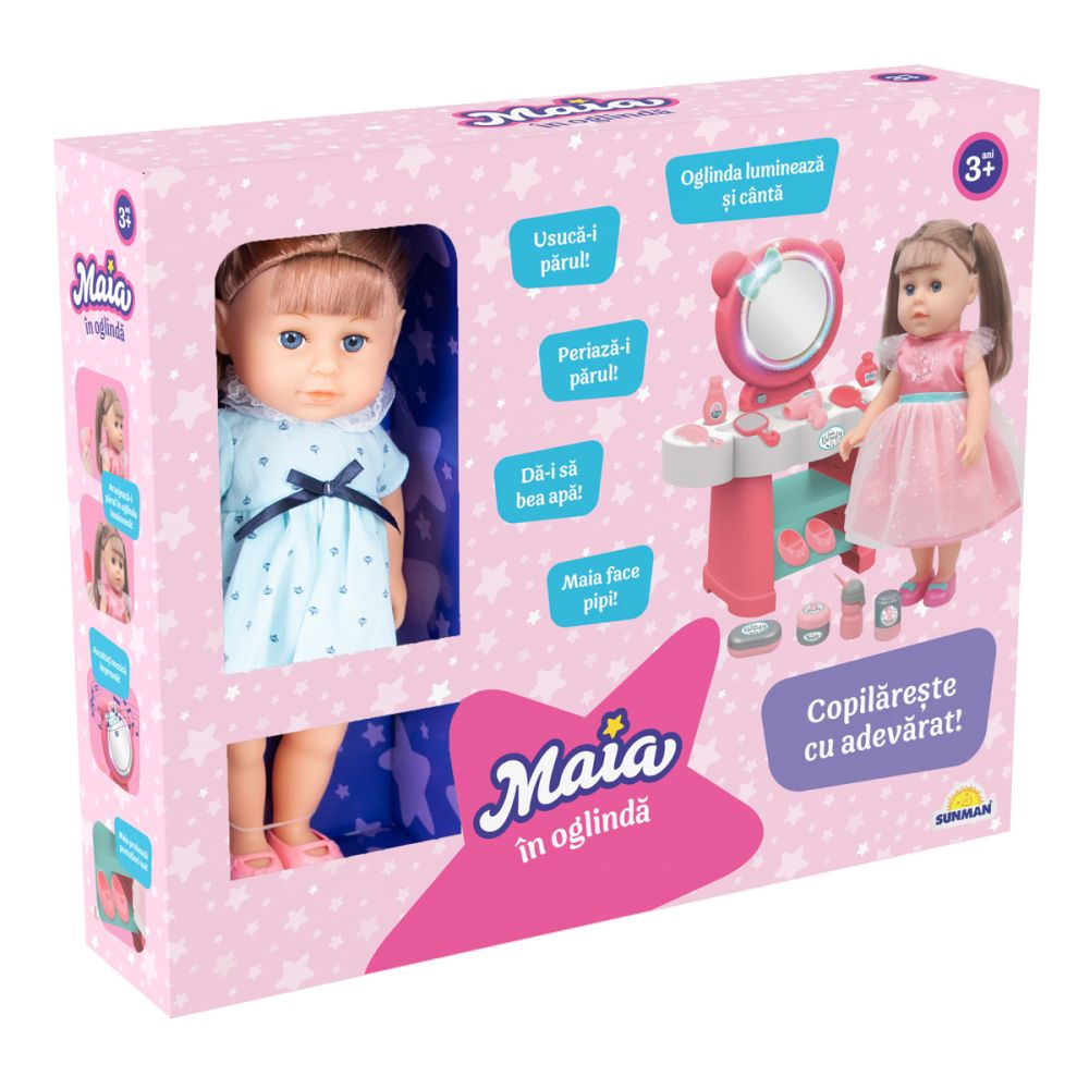 Set de joaca cu papusa Maia in oglinda, Bleu