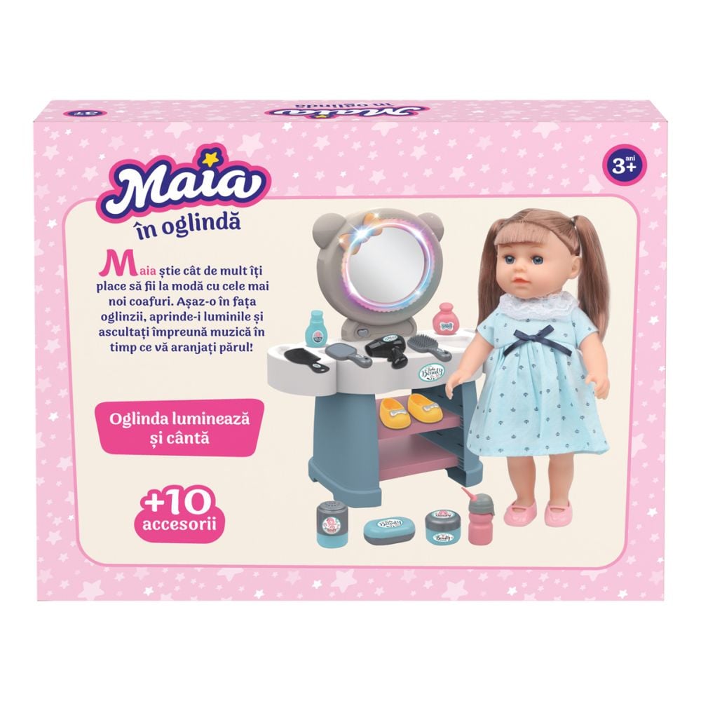 Set de joaca cu papusa Maia in oglinda, Bleu
