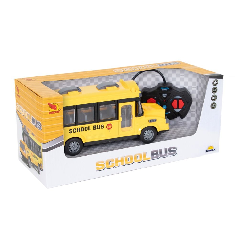 Autobuz scolar cu lumini si telecomanda, Suncon, 1:32
