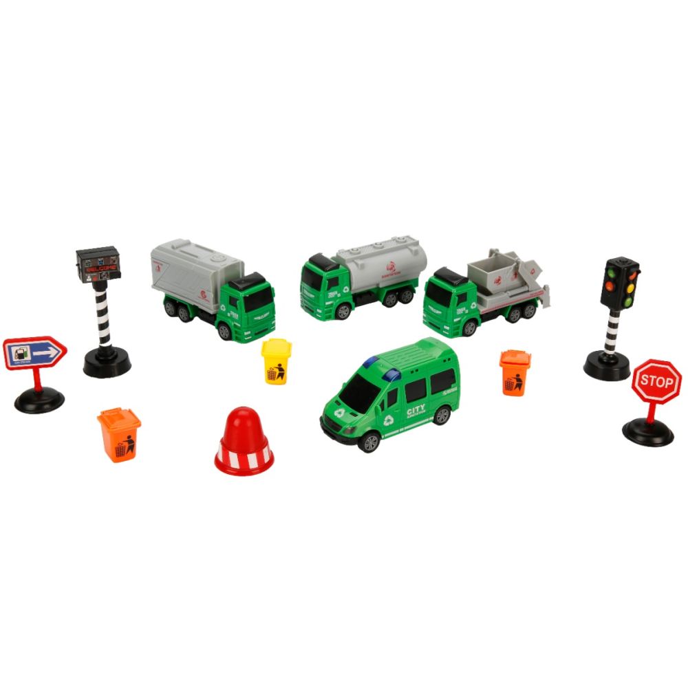 Set de joaca cu vehicule, Maxx Wheels, City Sanitation, Verde