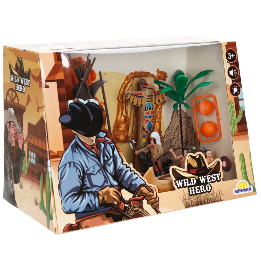 Set de joaca cu figurine, Wild West Hero, Indian Cowboy | Noriel Set de joaca cu figurine, Wild West Hero, Indian Cowboy | Noriel