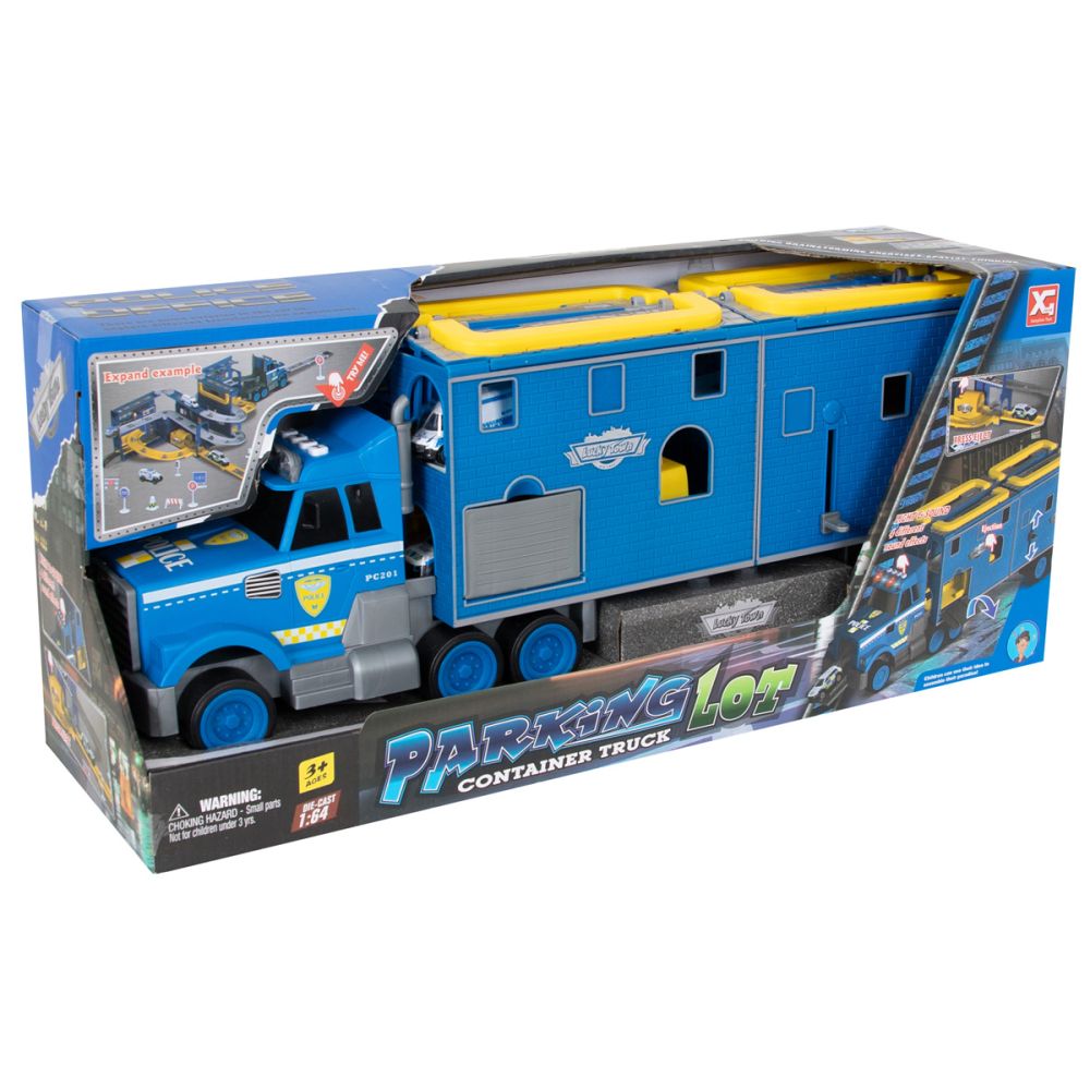 Set de joaca, camion transformabil si 5 masinute, Parking Lot
