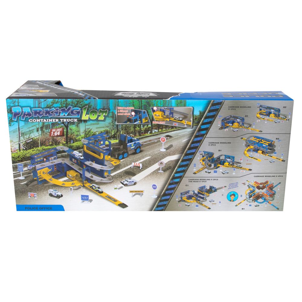 Set de joaca, camion transformabil si 5 masinute, Parking Lot