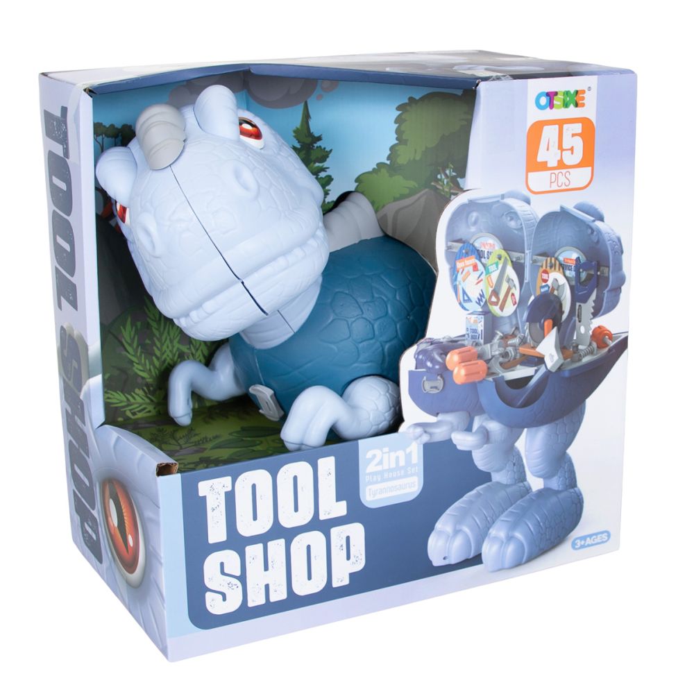 Set unelte de asamblare 2 in 1, Tool Shop, Dinozaur Tyrannosaurus, 45 piese