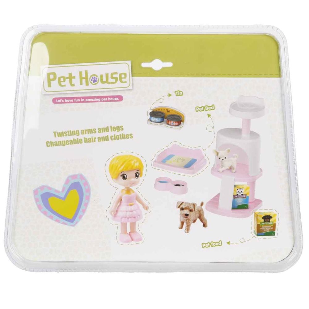 Set de joaca cu papusa si accesorii, Sunman, Pet House