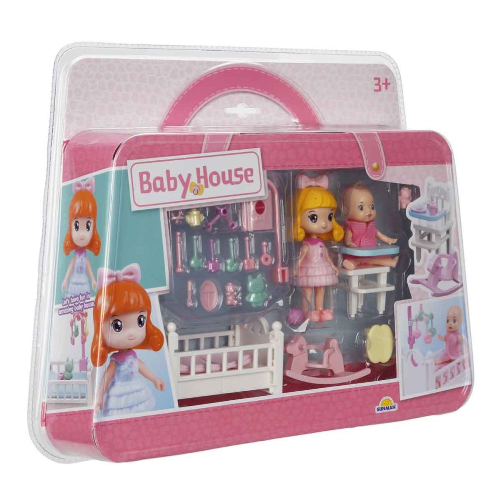 Set de joaca cu papusa si bebelus, Sunman, Baby House