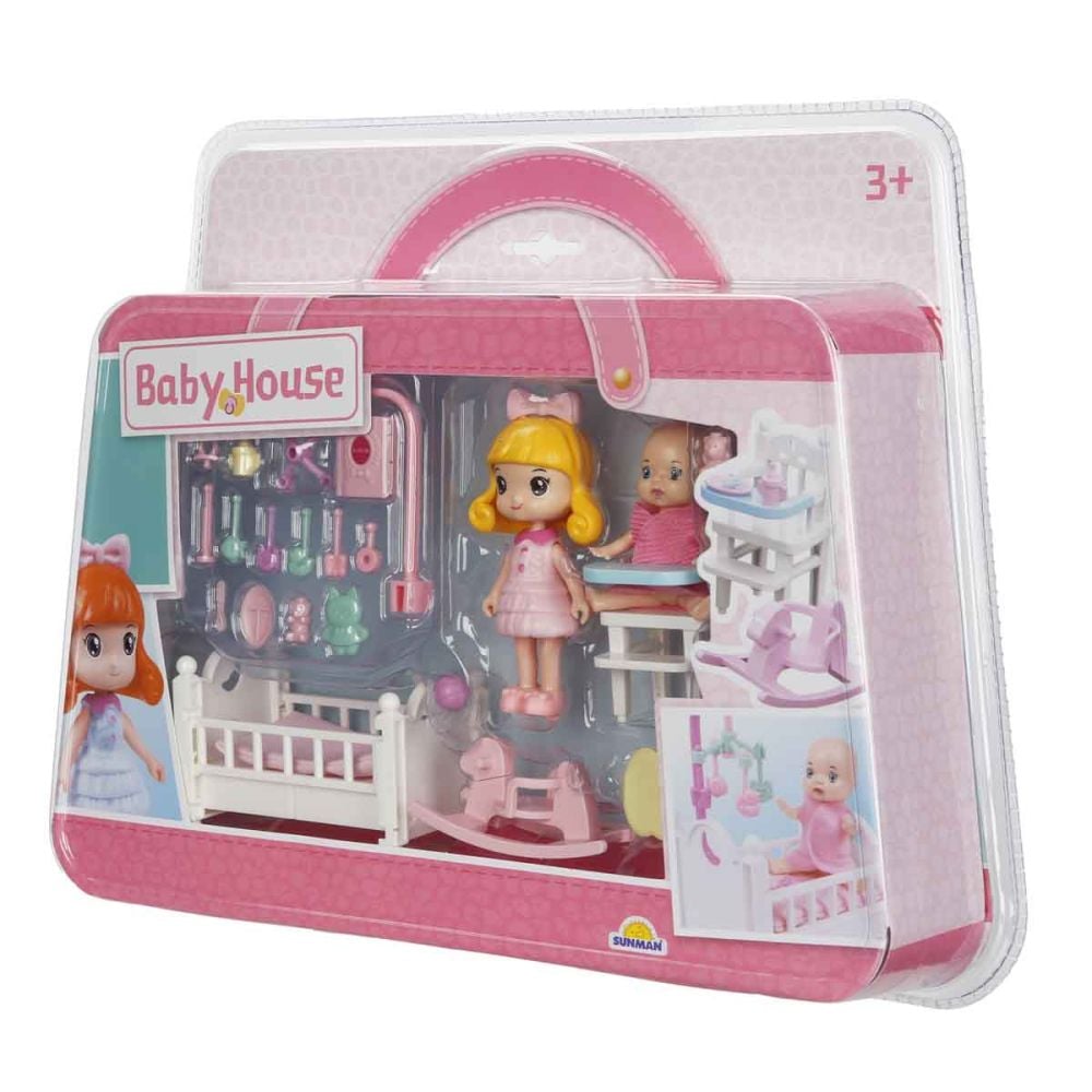 Set de joaca cu papusa si bebelus, Sunman, Baby House