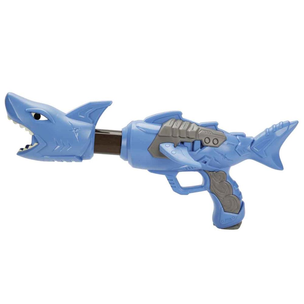 Arma de jucarie cu 10 sageti si bile din burete, Zapp Toys, Shark, Albastru