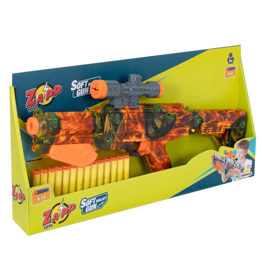 Arma de jucarie cu 14 sageti din burete, Zapp Toys, Soft Bomb | Noriel