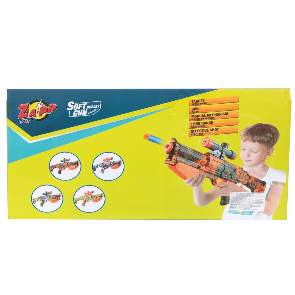 Arma de jucarie cu 14 sageti din burete, Zapp Toys, Soft Bomb