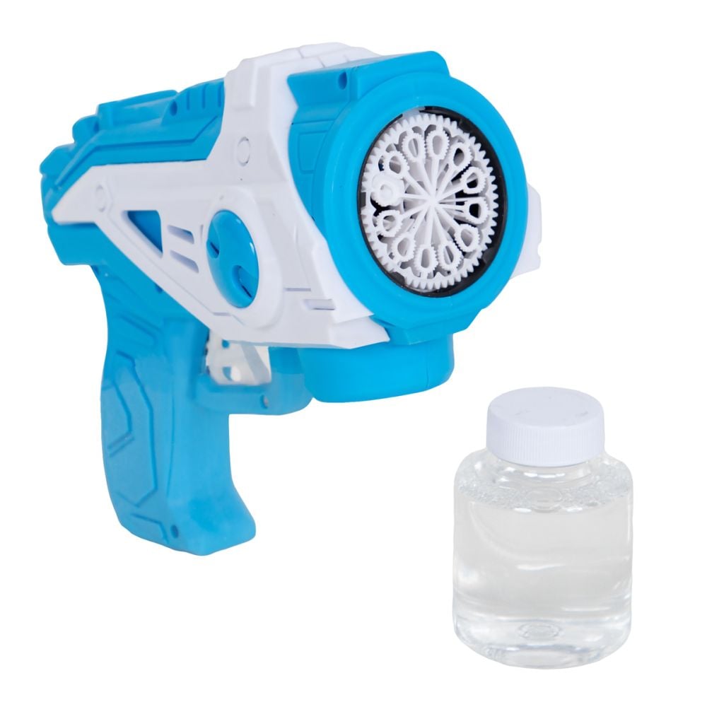Pistol de facut baloane cu lumini si sunete, Bubble Gun, 160 ml, Albastru