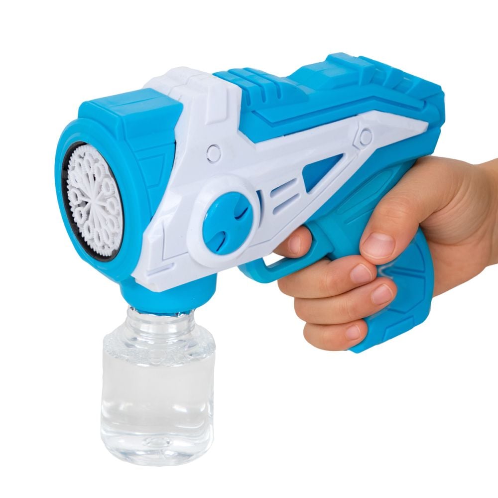 Pistol de facut baloane cu lumini si sunete, Bubble Gun, 160 ml, Albastru