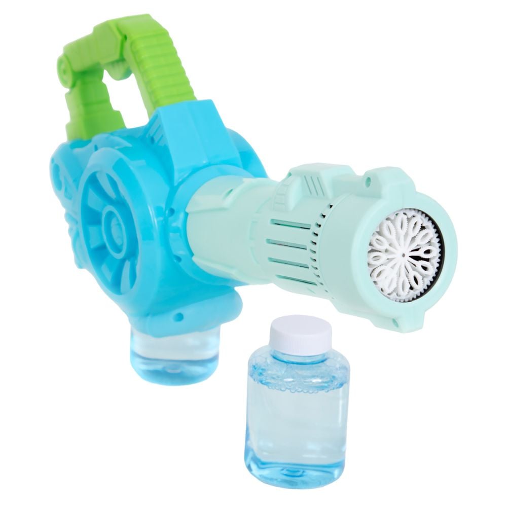 Pistol de facut baloane cu lumini si sunete, Bubble Gun, 256 ml, Albastru