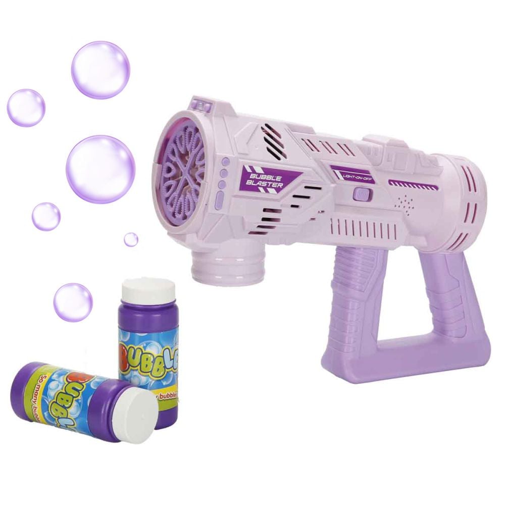 Pistol de facut baloane cu lumini si sunete, Bubble Blaster, Roz, 236 ml