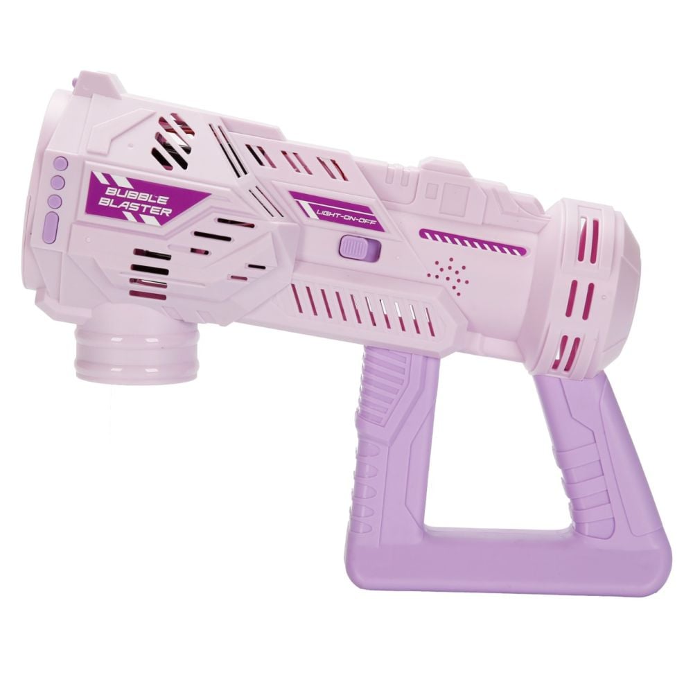 Pistol de facut baloane cu lumini si sunete, Bubble Blaster, Roz, 236 ml
