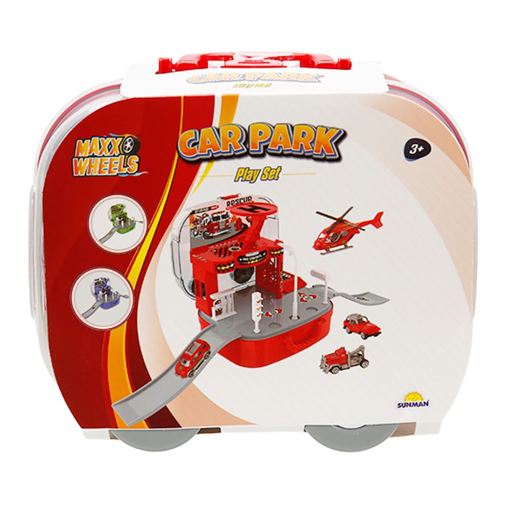 Set de joaca cu vehicule, Maxx Wheels, Car Park, Rescue Fire Control