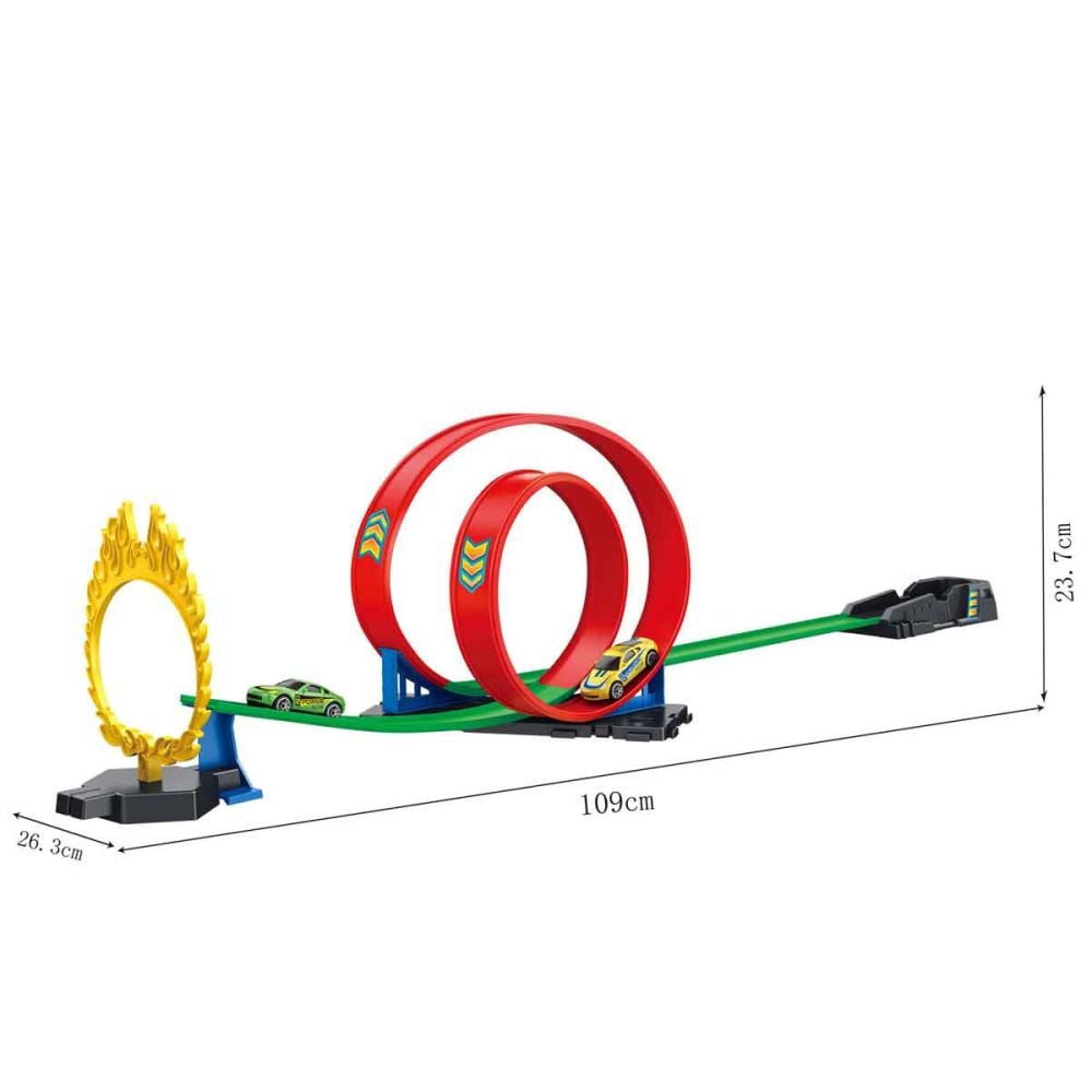 Set de joaca cu masinuta, Maxx Wheels, Track Racing, Galben