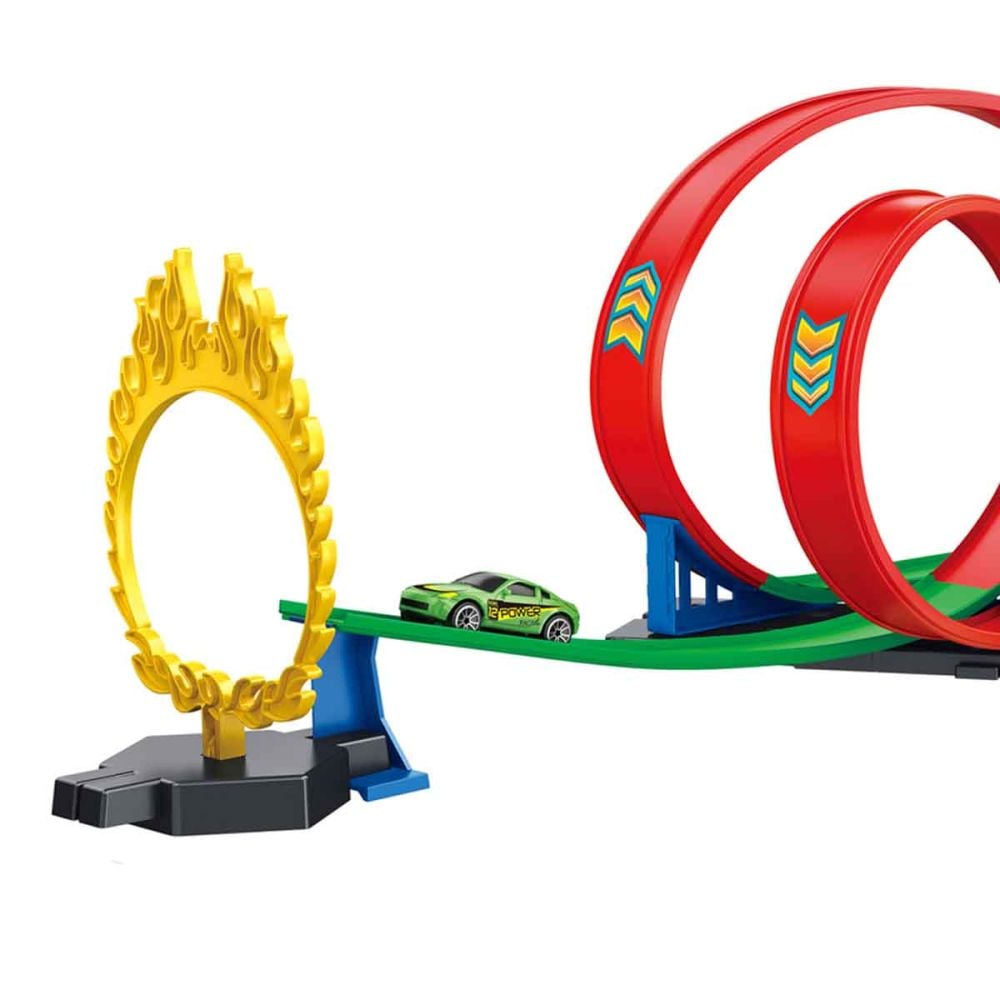 Set de joaca cu masinuta, Maxx Wheels, Track Racing, Verde