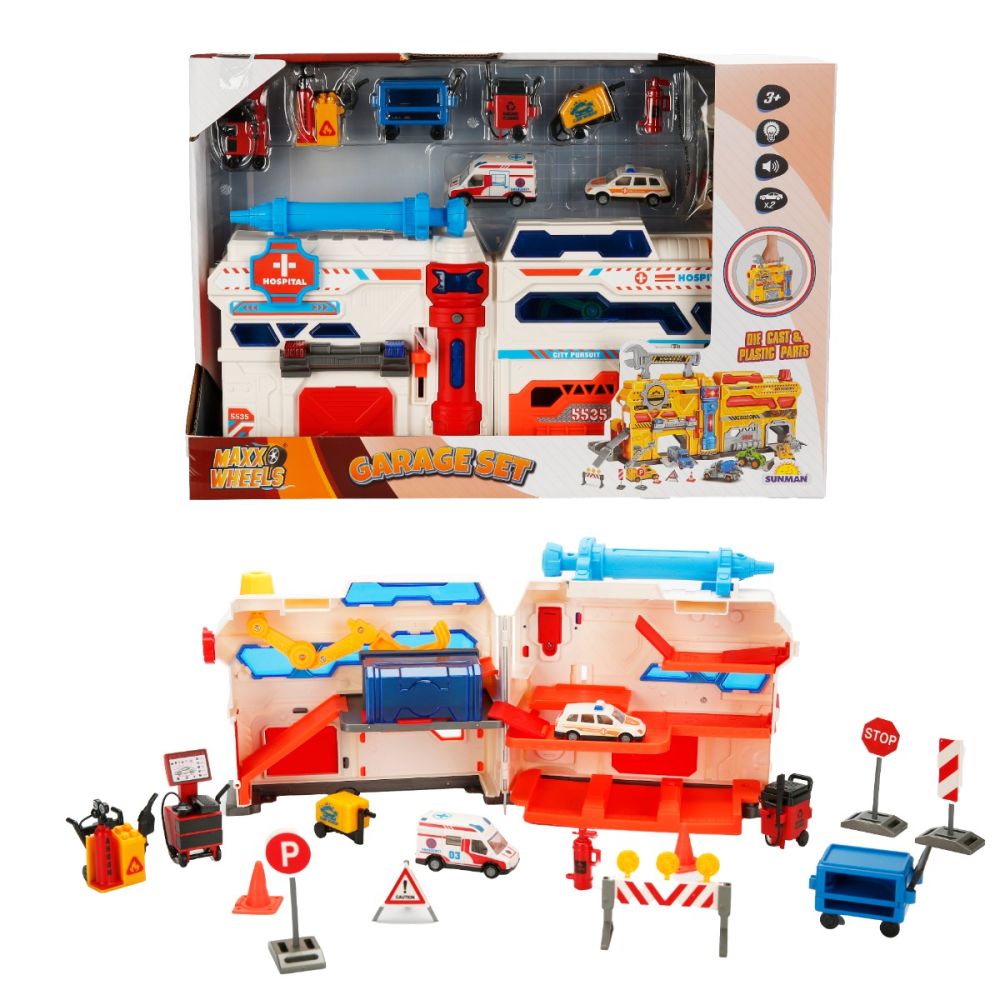 Set de joaca cu vehicule, Maxx Wheels, Garage
