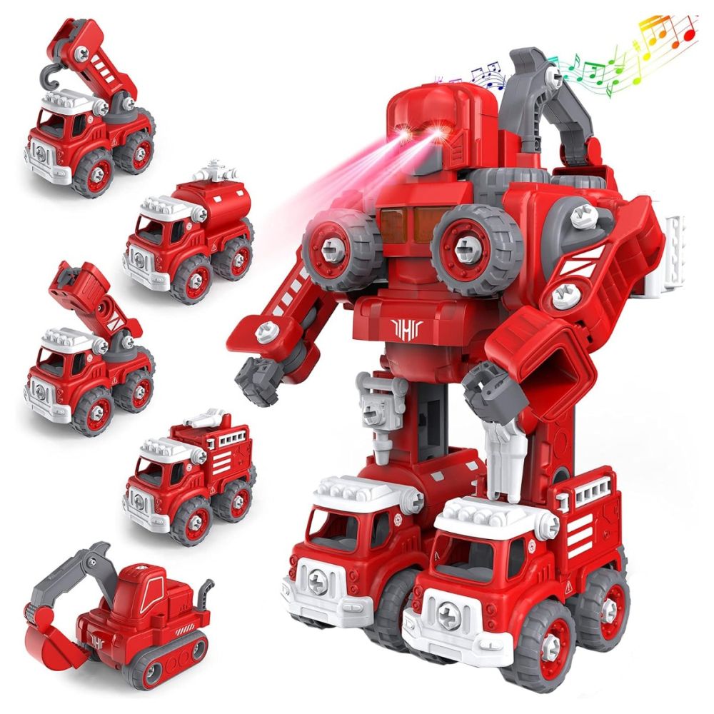Robot transformabil 5in1 cu sunet si lumina, Zapp Toys, Autobots, Rosu