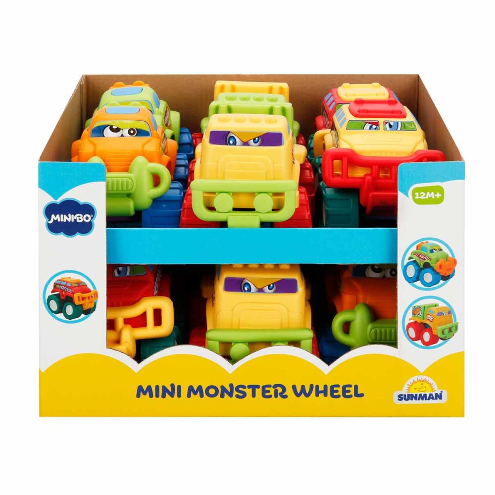 Jucarie bebelusi, Minibo, Masinuta cu roti mari, Mini Monster