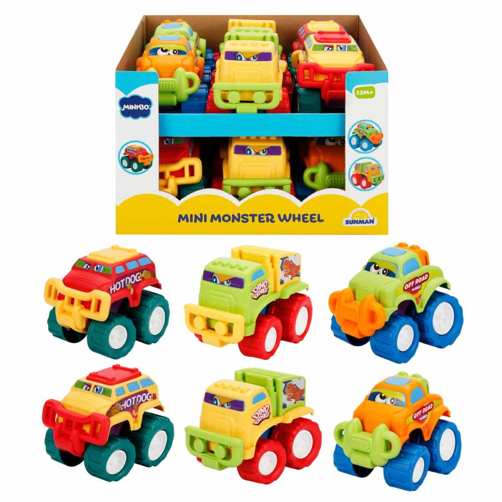 Jucarie bebelusi, Minibo, Masinuta cu roti mari, Mini Monster