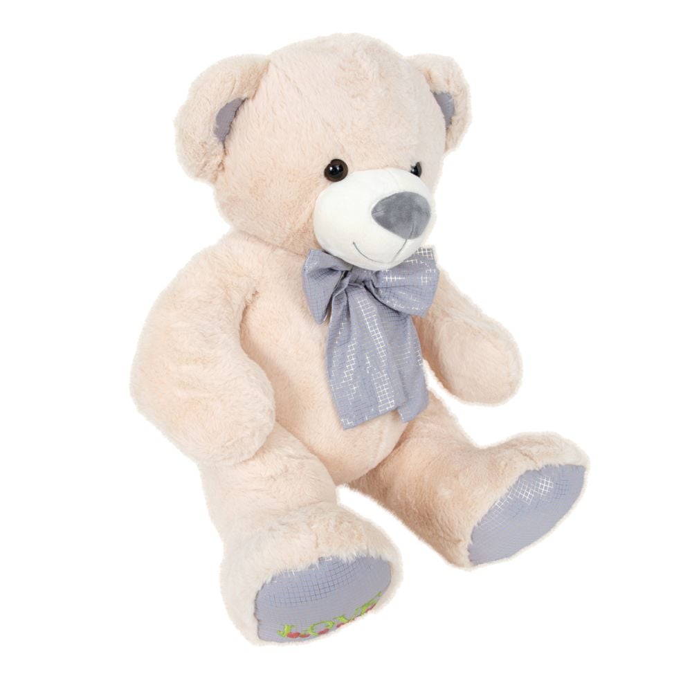 Ursulet de plus cu papion, Puffy Friends, Bleu, 50 cm