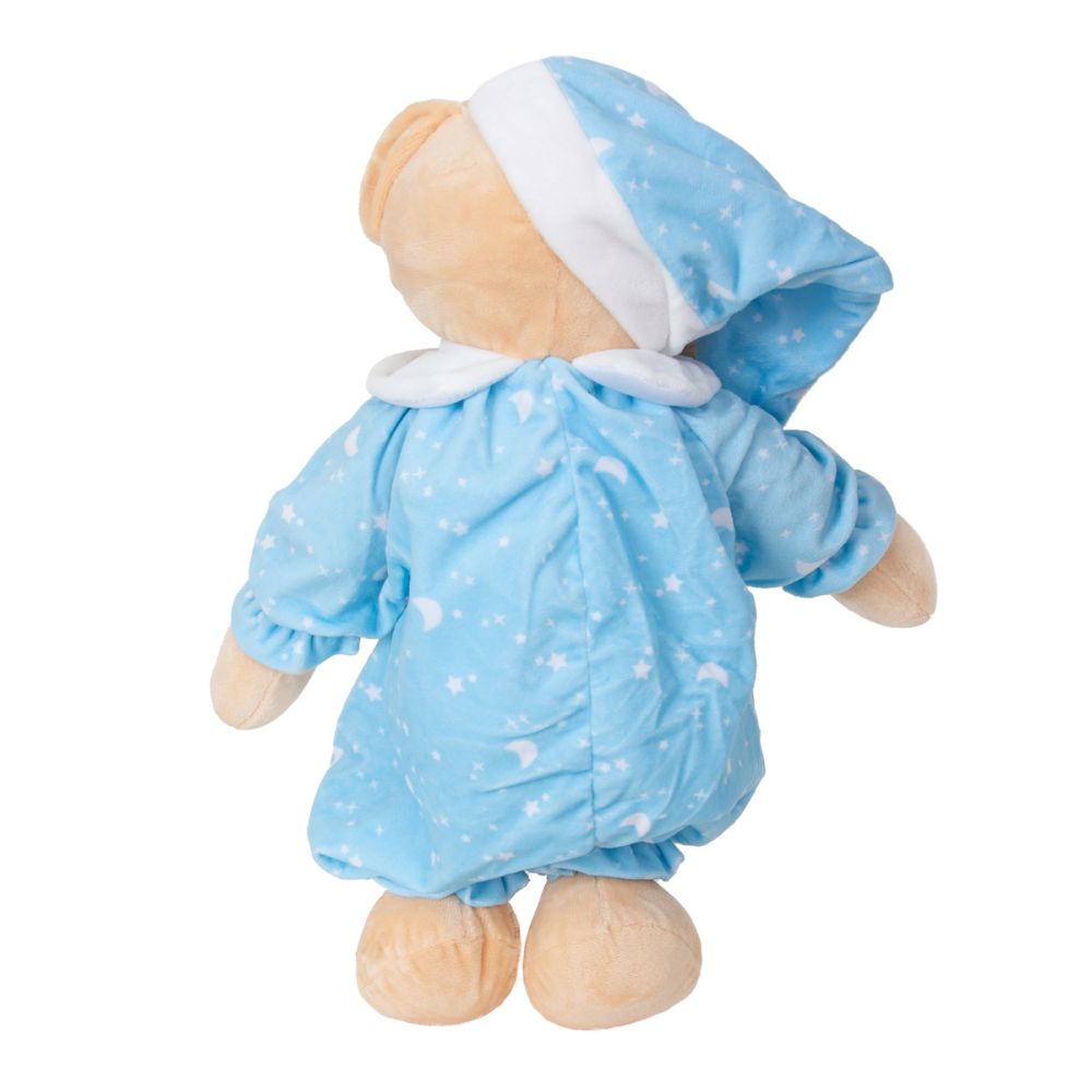 Ursulet de plus in pijama, Puffy Friends, Albastru, 30 cm