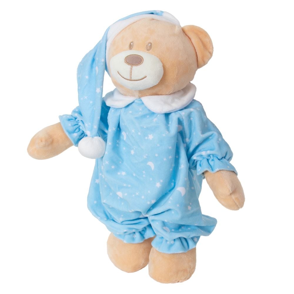 Ursulet de plus in pijama, Puffy Friends, Albastru, 30 cm