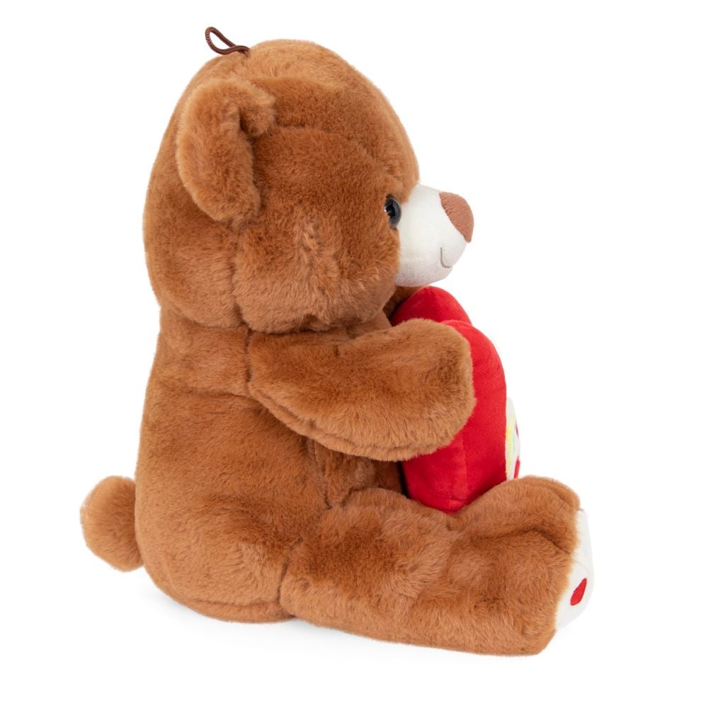 Ursulet de plus cu inima, Puffy Friends, Maro, 30 cm