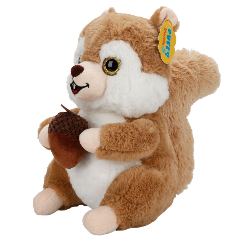 Jucarie de plus, Puffy Friends, Veverita cu ghinda, Maro deschis, 30 cm