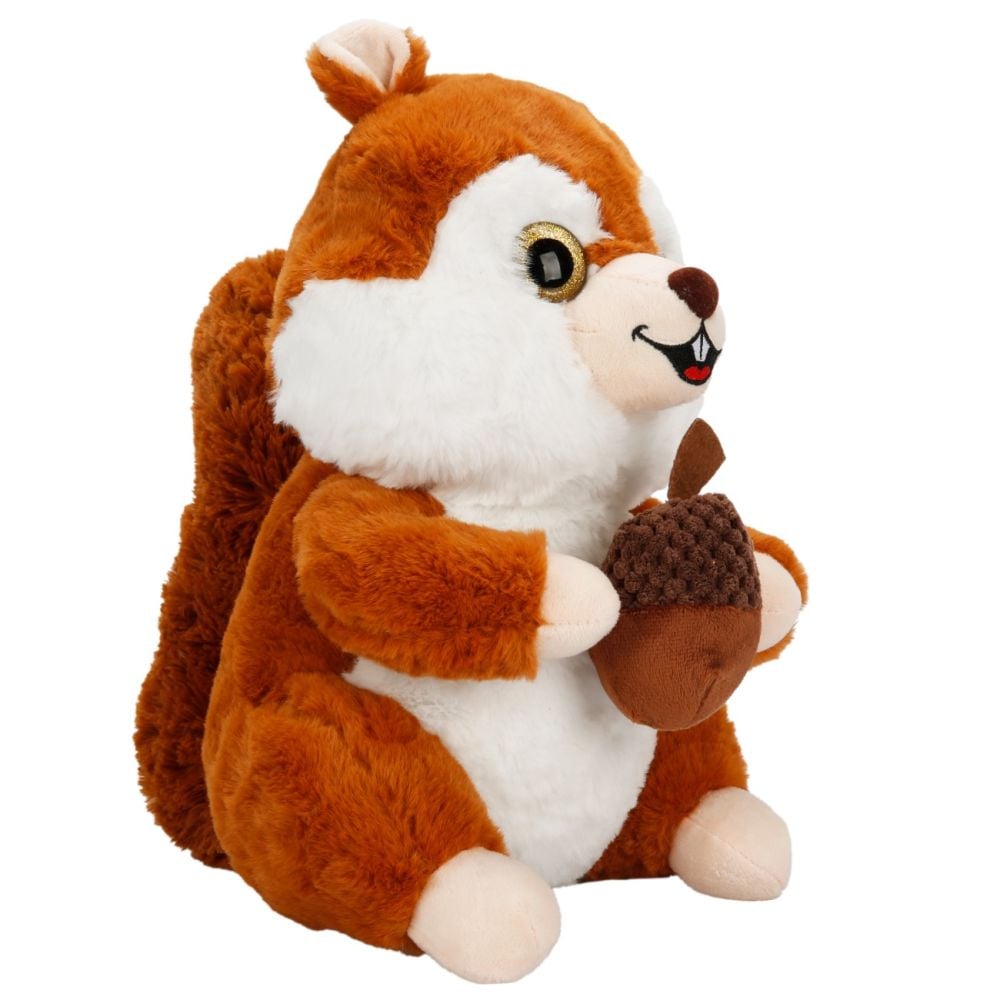 Jucarie de plus, Puffy Friends, Veverita cu ghinda, Maro inchis, 30 cm