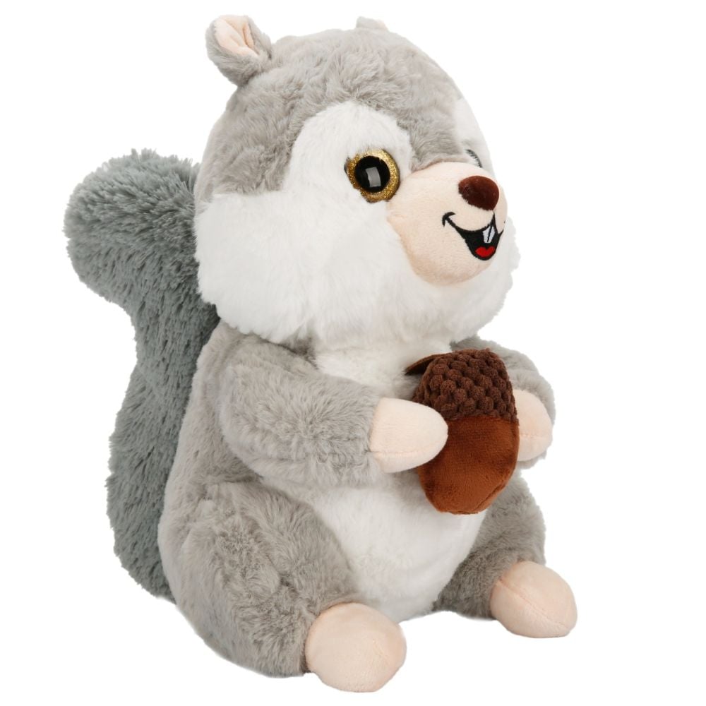 Jucarie de plus, Puffy Friends, Veverita cu ghinda, Gri, 30 cm