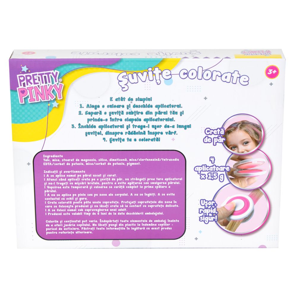 Set creta pentru colorarea parului, Pretty Pinky, Suvite colorate