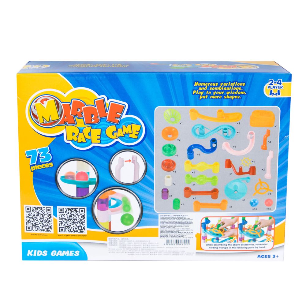 Joc de constructie, Marble Race Game, Cursa bilelor, 73 piese