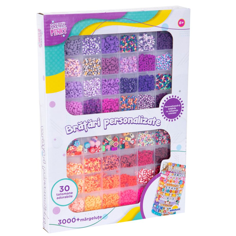 Set de creatie cu margele, Pretty Pinky, Bratari personalizate
