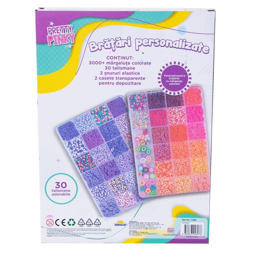 Set de creatie cu margele, Pretty Pinky, Bratari personalizate