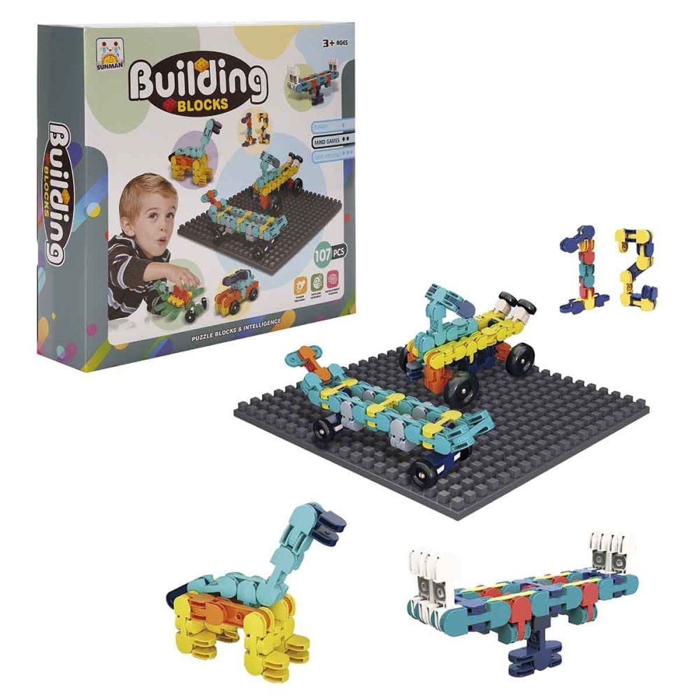Joc de constructie, Building Blocks, 107 piese