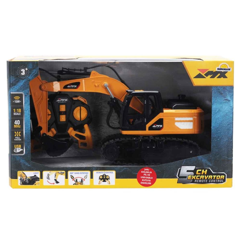 Excavator cu telecomanda si lumini, Suncon, 5 CH, 1:24