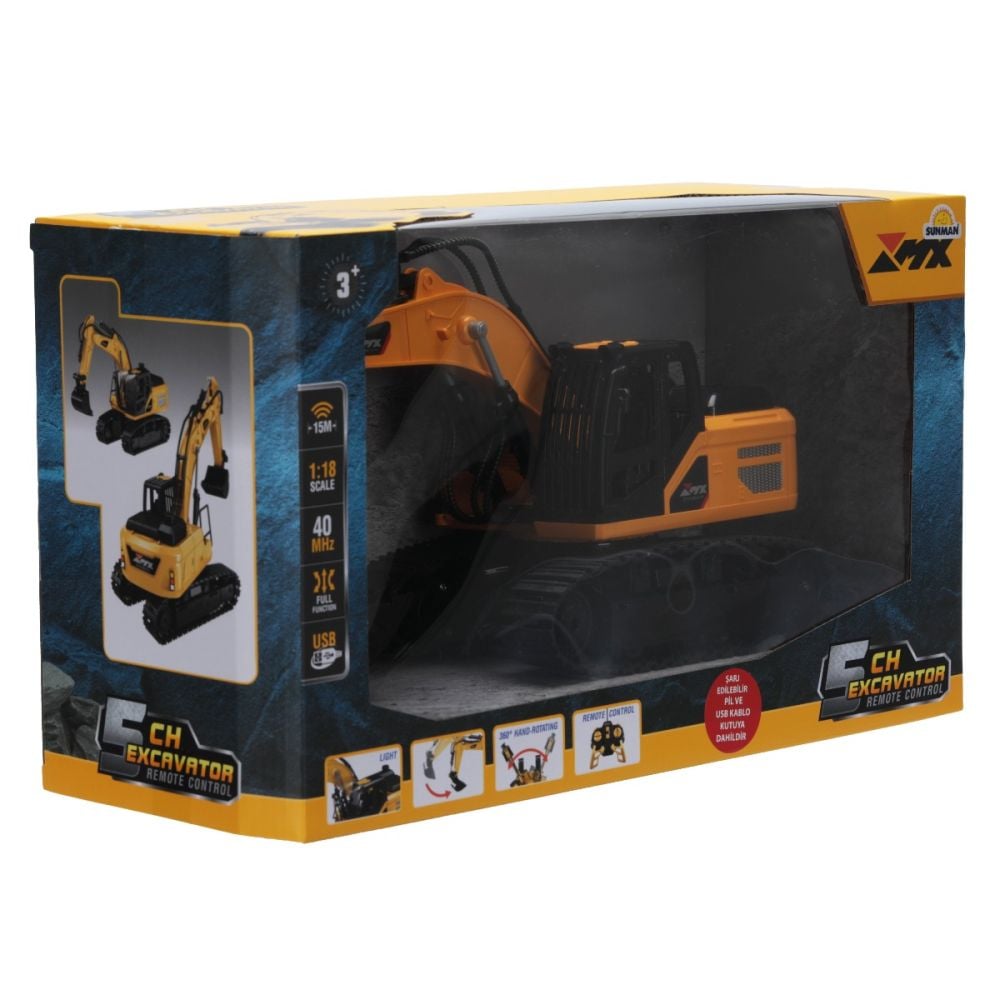 Excavator cu telecomanda si lumini, Suncon, 5 CH, 1:24