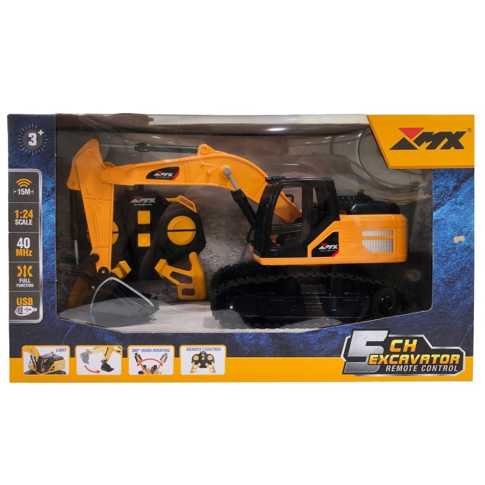 Excavator cu telecomanda si lumini, Suncon, 5 CH, 1:24