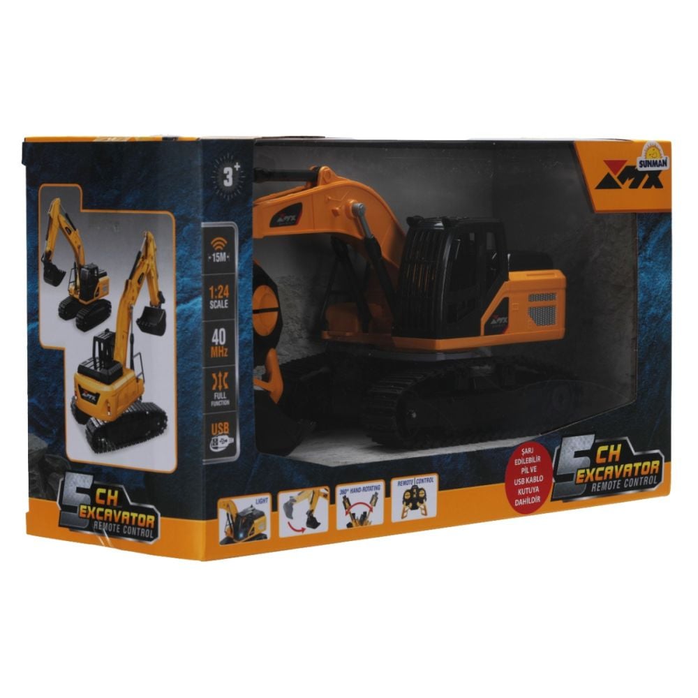 Excavator cu telecomanda si lumini, Suncon, 5 CH, 1:24
