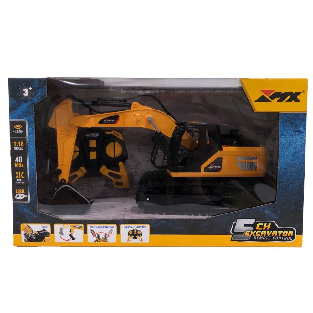 Excavator cu telecomanda si lumini, Suncon, 5 CH, 1:18