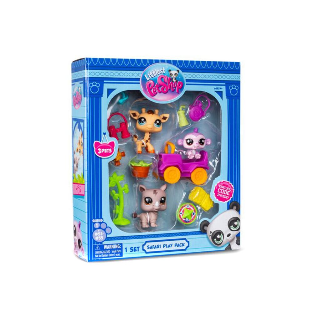 Set de joaca cu 3 figurine, Littlest Pet Shop, Safari