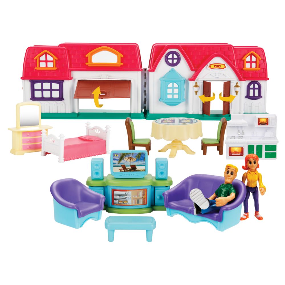 Set de joaca casuta si 2 figurine, Hommy, Home Sweet Home, 14 piese