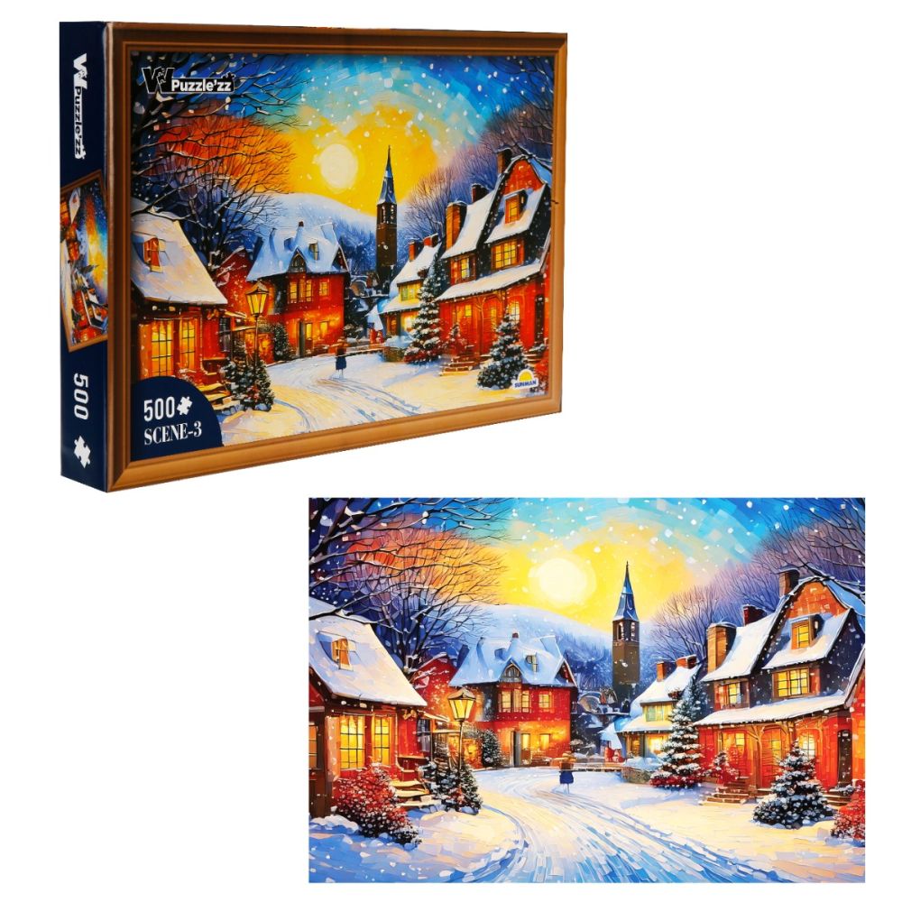 Puzzle Witty Puzzlezz, Peisaj de iarna, 500 piese