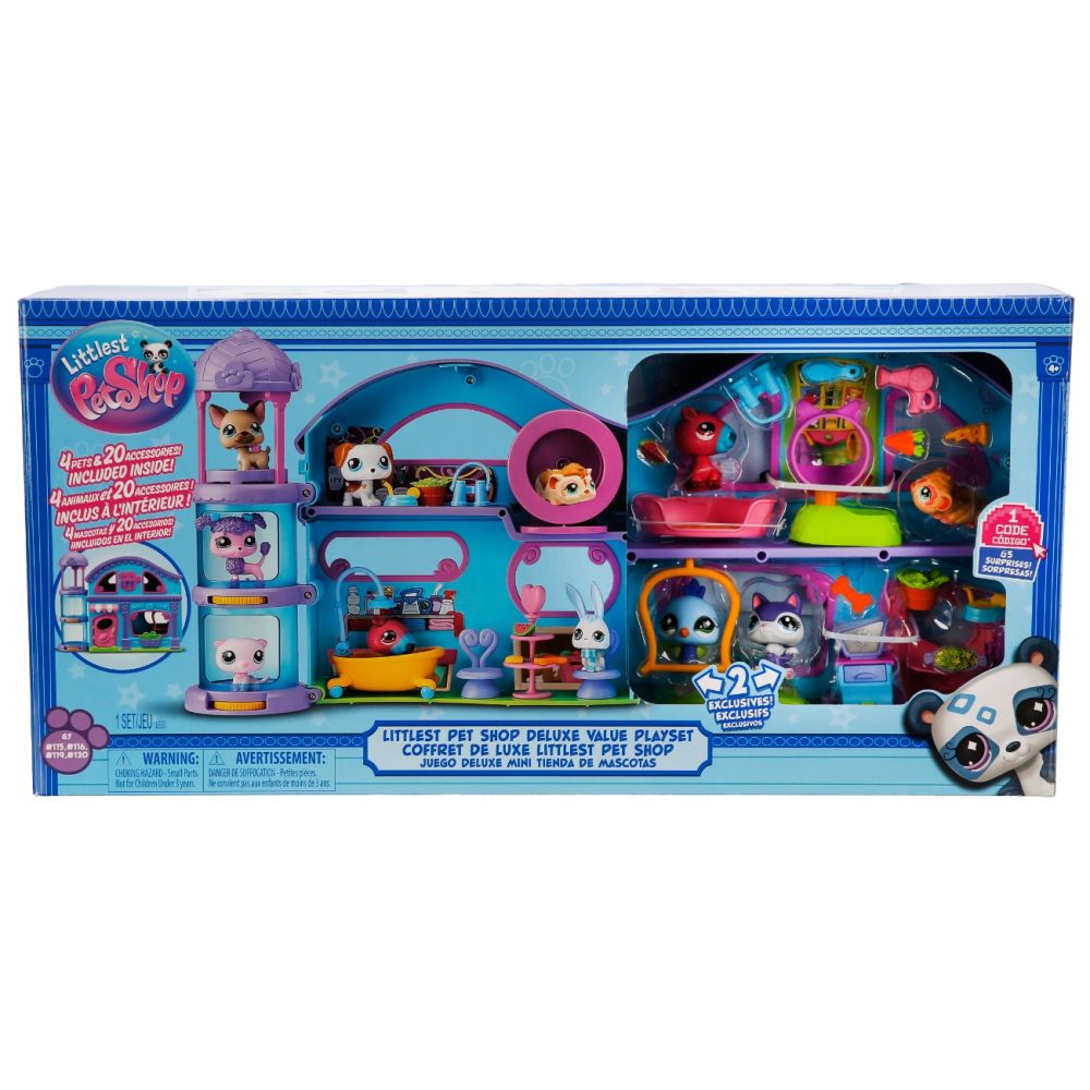 Set 4 figurine si 20 accesorii, Littlest Pet Shop, Deluxe Playset