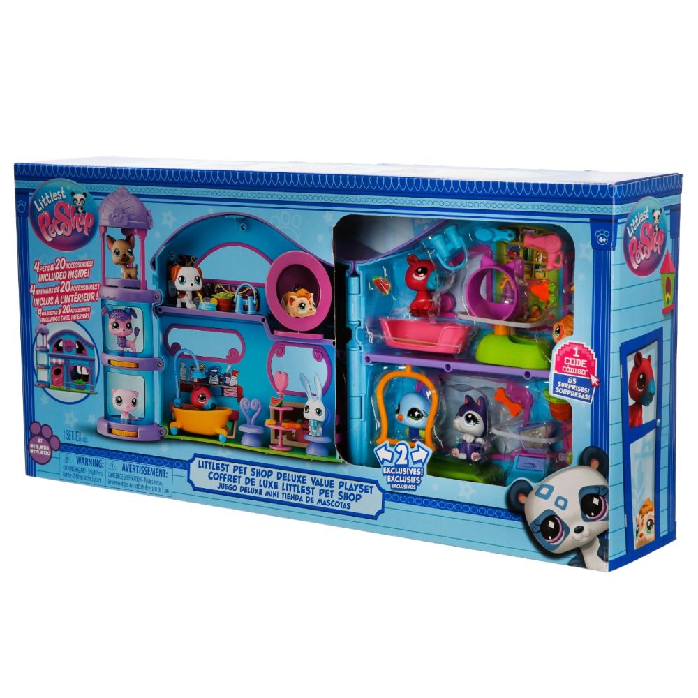 Set 4 figurine si 20 accesorii, Littlest Pet Shop, Deluxe Playset